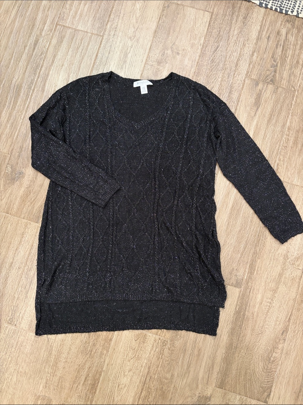 Motherhood Maternity Black Sparkle  V-Neck Sweater